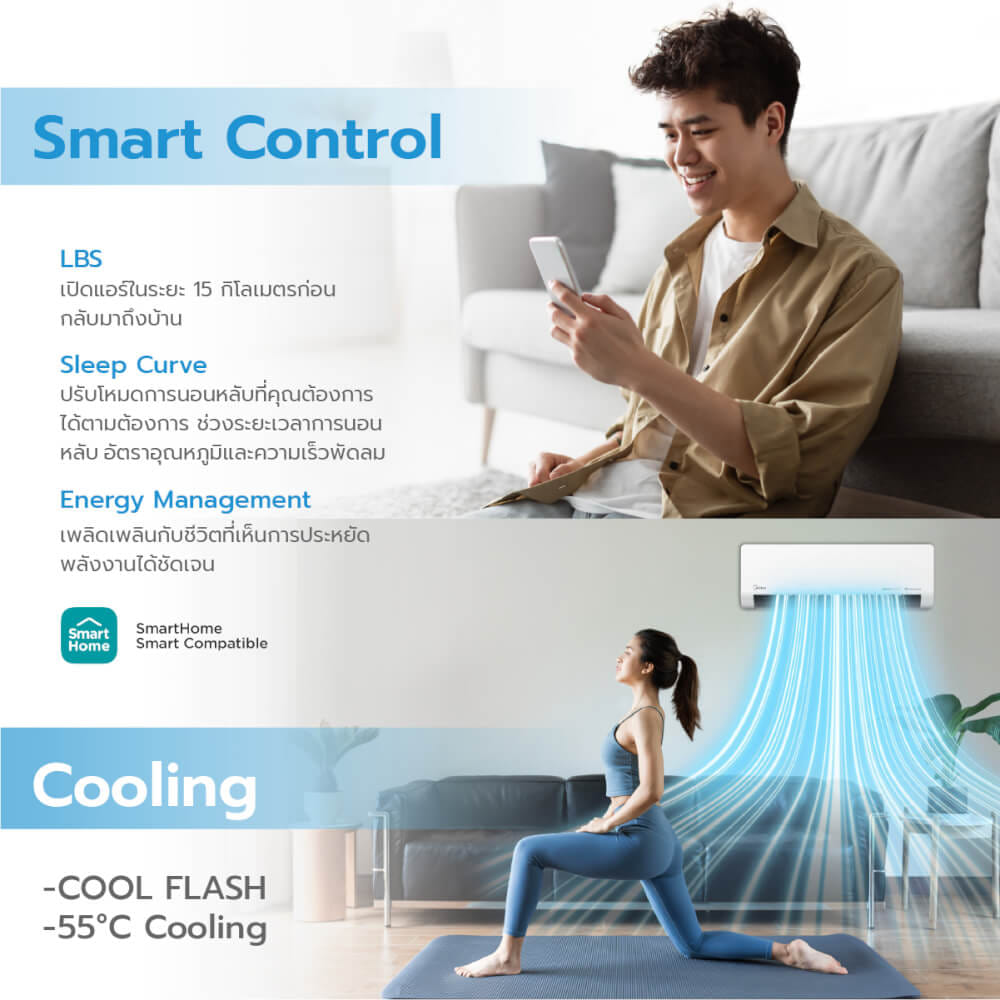 แอร์ผนัง Midea NUMEN SERIES 12000 บีทียู อินเวอร์เตอร์ (ไม่รวมติดตั้ง)_7